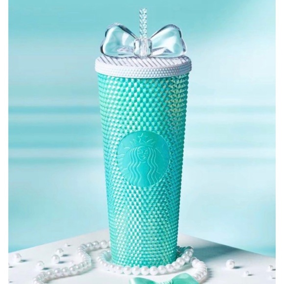 Starbucks Dining Rare Tiffany Blue Starbucks Tumbler With Bow Nwt